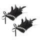 thumbnail image 2 of 2 muñequeras de peluche con plumas artificiales, accesorios para disfraz, muñequera teñida negro, 2 of 9