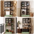 thumbnail image 6 of Bamboo Over the Toilet Storage Cabinet, 4-Tier Freestanding Bathroom Organizer with 2 Acrylic Doors, Toilet Paper Holder Hooks & Adjustable Shelves, Black, 6 of 10