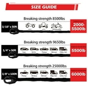 TYT Off-Road Winch Rope Kit - 3/16 x 50, 8500 Lbs - Black Synthetic Winch Cable with Protective Sheath, Heavy-Duty Hook, Safety Pull Strap & Rubber Stopper - Ideal for 4WD ATV UTV Vehicles