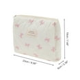 thumbnail image 2 of Unique Bargains 1 Pc Bow Quilting Makeup Bag White Pink Cotton Fabric, 2 of 4
