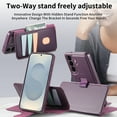 thumbnail image 3 of Detachable Wallet Case for Samsung Galaxy S25 with RFID Blocking Card Holder, Premium PU Leather Magnetic Stand Shockproof Removable Flip Protective Cover with Wristband, Purple, 3 of 14