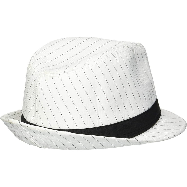 Dress Up America Black and White Striped Fedora Hat for Kids and Adults