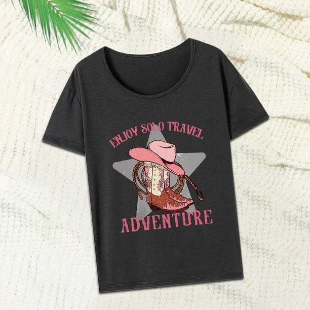 Camiseta de Cuello Redondo para Mujer, Camiseta Informal de Manga Corta para Uso Diario en La Playa. L