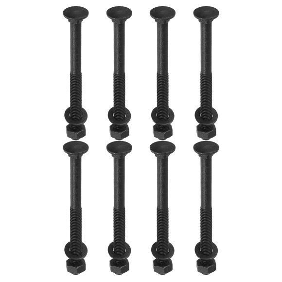 M10 x 125mm Carriage Bolt Kit, 25 Set Carriage Bolts Screws Set Includes Washers and Nuts - Carbon Steel Black Oxide