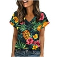 thumbnail image 5 of Mifsaly Womens Short Sleeve Tops Cotton Tshirts V Neck Tropical Palm Print Shirts Dressy Casual Work Beach Vacation Summer Outfits 2026 S, 5 of 7