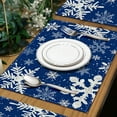 thumbnail image 6 of Luckky Christmas Placemats 12x18 Inch Set of 4, Xmas Snowflakes Winter Seasonal Holiday Farmhouse Kitchen Dining Table Decoration for Indoor Outdoor Dinner Party Decor (Blue), 6 of 7