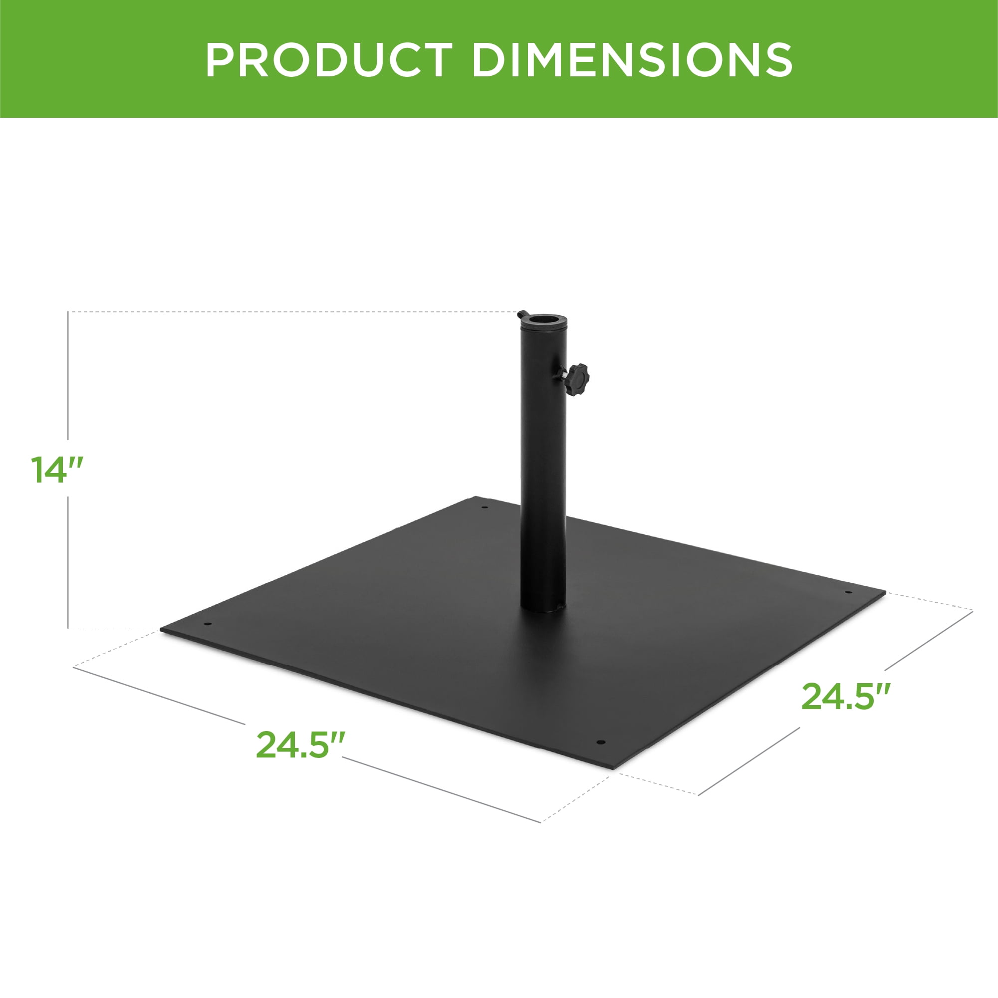 Best Choice Products 38.5lb Steel Umbrella Base, Square Patio Stand w/ Tightening Knob and Anchor Holes - Black