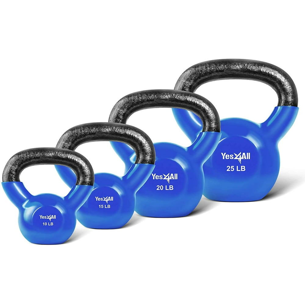Yes4All Combo Vinyl Coated Kettlebell Weight Sets Great for Full Body