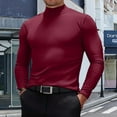 thumbnail image 2 of Men's Fashion Mock Turtleneck T-Shirts Long Sleeve Pullover Sweater Basic Designed Undershirt Slim Fit Top Wine M, 2 of 5