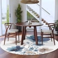 thumbnail image 3 of Navy Blue Floral Round Area Rug 7Ft Washable Circle Rugs for Dorm Laundry Room, Watercolor Flowers Farmhouse Non-Slip Carpet Floor Mats Indoor Outdoor Carpet Runner Aesthetic Home Decor, 3 of 8