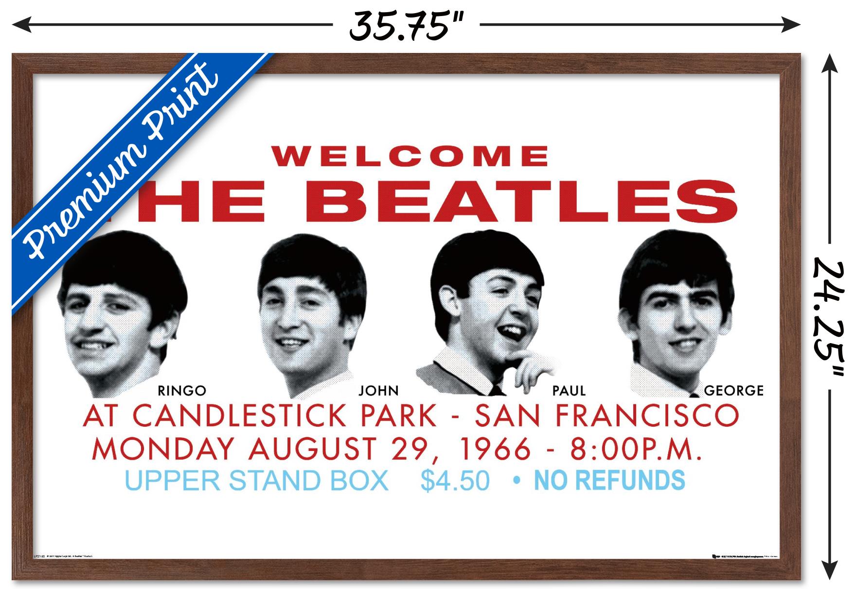 The Beatles - Candlestick Park Landscape Wall Poster, 22.375" x 34" Framed