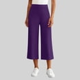 thumbnail image 2 of QATAINLAV Wide Leg Cropped Yoga Pants for Women High Waisted Casual 3/4 Length Workout Pants Summer Loungewear Purple XXL, 2 of 7