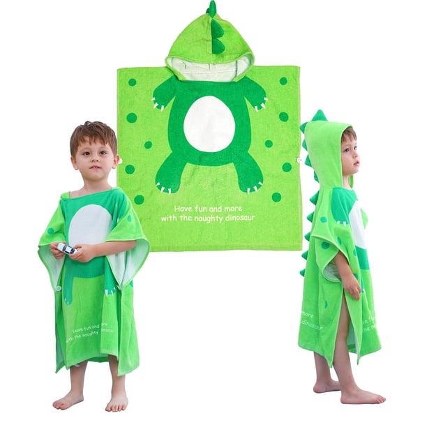 Toalla de baño con capucha LOLANTA para niños, diseño de dinosaurio, 100% algodón