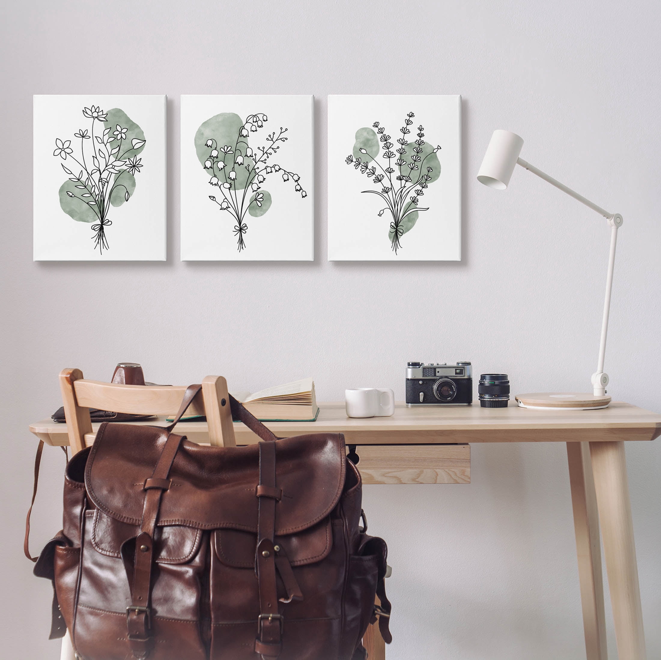 Stupell Industries Boho Flower Herb Bunches Graphic Art Gallery Wrapped Canvas Print Wall Art, Set of 3, Design by JJ Design House LLC