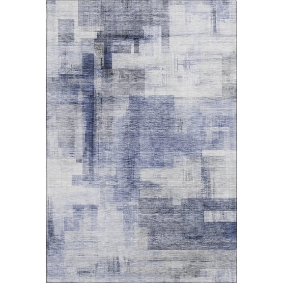 Addison Rugs Mayfield Premium Machine Washable Transitional Squares Denim Rectangle Rug, 5' x 7'6"