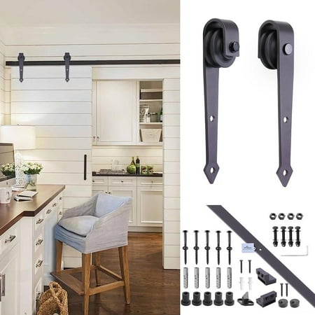 - 6.6ft Interior Sliding Barn Door Hardware Track Rail Kit Country Style European American Steel for Wooden Wall
