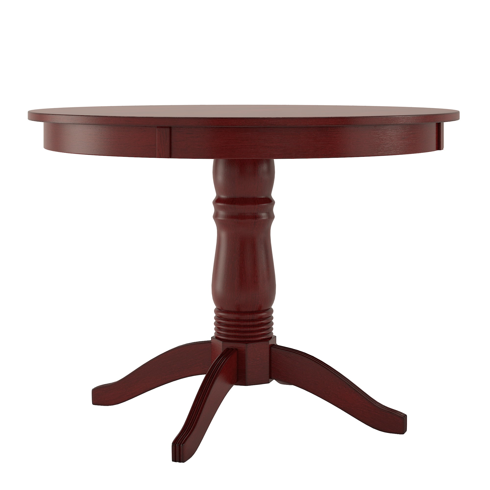 Lexington 5-Piece Wood Dining Round Table and 4 Ladder Back Chairs, Berry Red