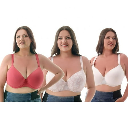 

Popvcly 3Pack Large Size Decompressing Push-Up Bra for Women Romantic and Sweet Style