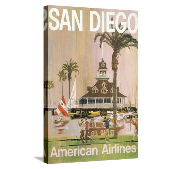 Art.com Travel Poster for San Diego, California Stretched Canvas Print Wall Art, 16" x 24"