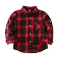 thumbnail image 2 of ATOGUTA Teen Boy Jackets Breathable Woven Boys Long Sleeve Button Down Shirts Classic Plaid Shirt Size 1T-13, Red, 2 of 3