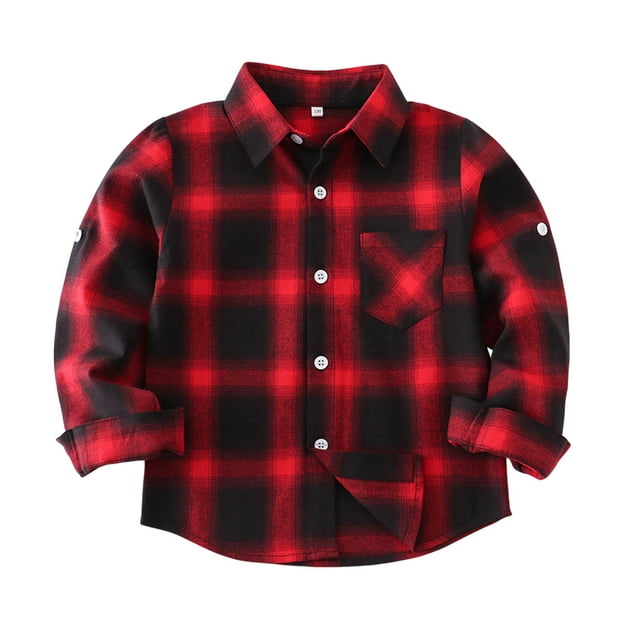 Besolor Boys Girls Long Sleeve Button down Shirt Kids Plaid Collared Tops Casual Fall Shacket Jackets