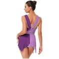 thumbnail image 2 of dPois Robe de Danse Sans Manches Irrégulière pour Femmes Justaucorps de Ballet Patinage Artistique Robe de Danse Moderne Violet G, 2 of 5