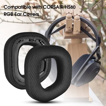 Joernso 1 Pair Headphone Cushion Thickened Comfortable Black Bluetooth-compatible Headset Ear Pad for CORSAIR HS80 RGB Wireless