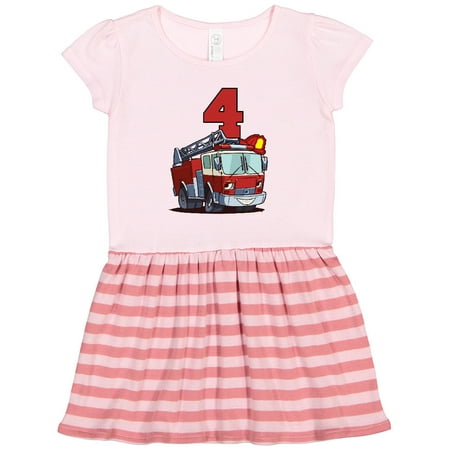 

Inktastic 4th Birthday Fire Truck Gift Toddler Girl Dress