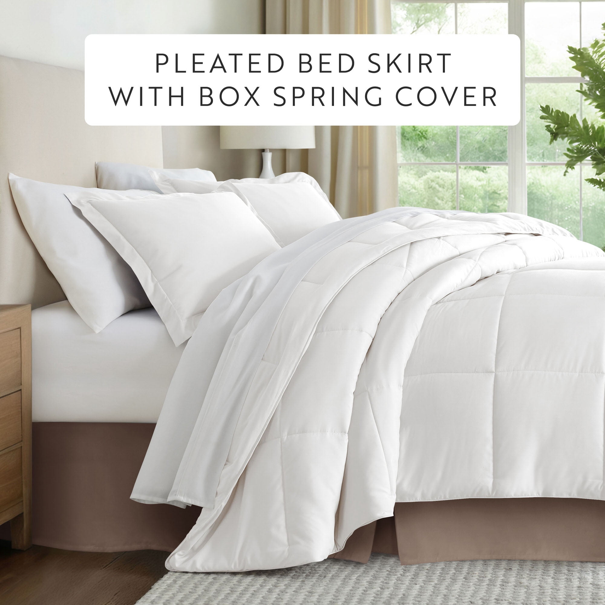 Noble Linens Taupe Pleated Dust Ruffle Bed Skirt, Twin-XL