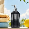 thumbnail image 5 of Djiypn 13.5OZ Fashion Stripe Glass Refillable Soap Dispenser with Rust-Proof Pump Premium Soap Dispenser for Kitchen, Bathroom, Hand Sanitizer, Liquid Soap, Lotion, etc.(1Pack), 5 of 7