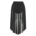 thumbnail image 6 of TiaoBug Women's Chiffon Applique Lyrical Ballet Dance Skirts High Low Mesh Midi Skirt Briefs Dancewear Black XL, 6 of 7