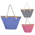 thumbnail image 2 of Women Beach Bag Rope Handle Large Capacity Foldable Canvas Colorful Strip Female Shopping Tote Handbag Daily Use, 2 of 10