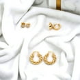 thumbnail image 3 of Juego de 3 Aros JeenMata Diseño Clásico Cierre de Presión trenzado Chapados en oro amarillo, 3 of 4
