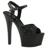 Womens Glitter High Heels Black Platform Sandals Ankle Strap Shoes 6 Inch Heels