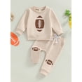 thumbnail image 2 of FEORJGP Toddler Boys Girls Casual Sweat Pants Set 3M 6M 12M 18M 2T 3T Infant Baby Long Sleeve Sweatshirts Football Print Pullovers Round Neck Tops Swerl Fashion Comfy Outfits for Spring Fall, 2 of 8