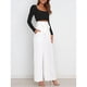thumbnail image 5 of Pantalones largos de pierna ancha para mujer, pantalones transpirables de color puro con correa de cintura alta para chicas blancas S, 5 of 8