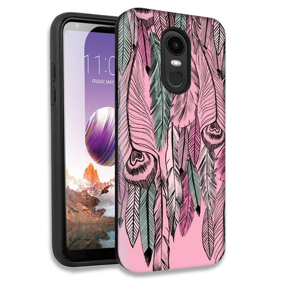 Mundaze Wild Feathers Double Layer Hybrid Case Cover For LG Stylo 4