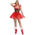thumbnail image 4 of TSSOE Womens Christmas Dress Gingerbread Fancy Dress Candy Cane Santa Sweetie Dance Tutu Dress Brown XL, 4 of 7