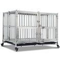 thumbnail image 3 of Towallmark Large Dog Cage on Wheels with Lock and Removable Tray, Silver, 3 of 8