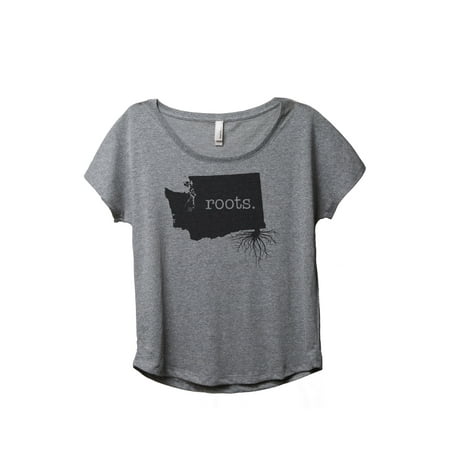 Thread Tank Home Roots State Washington WA Women's Relaxed Slouchy Dolman T-Shirt Tee Heather Grey