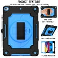 thumbnail image 5 of iPad 10.2-inch 2020/2019 Case with Soft Screen Protector, Dteck 3 in 1 Hybrid Rugged Shockproof Kickstand Case with 360 Rotating Hand Strap, Shoulder Strap for iPad 8th Gen/iPad 7th Gen, Black/Blue, 5 of 6