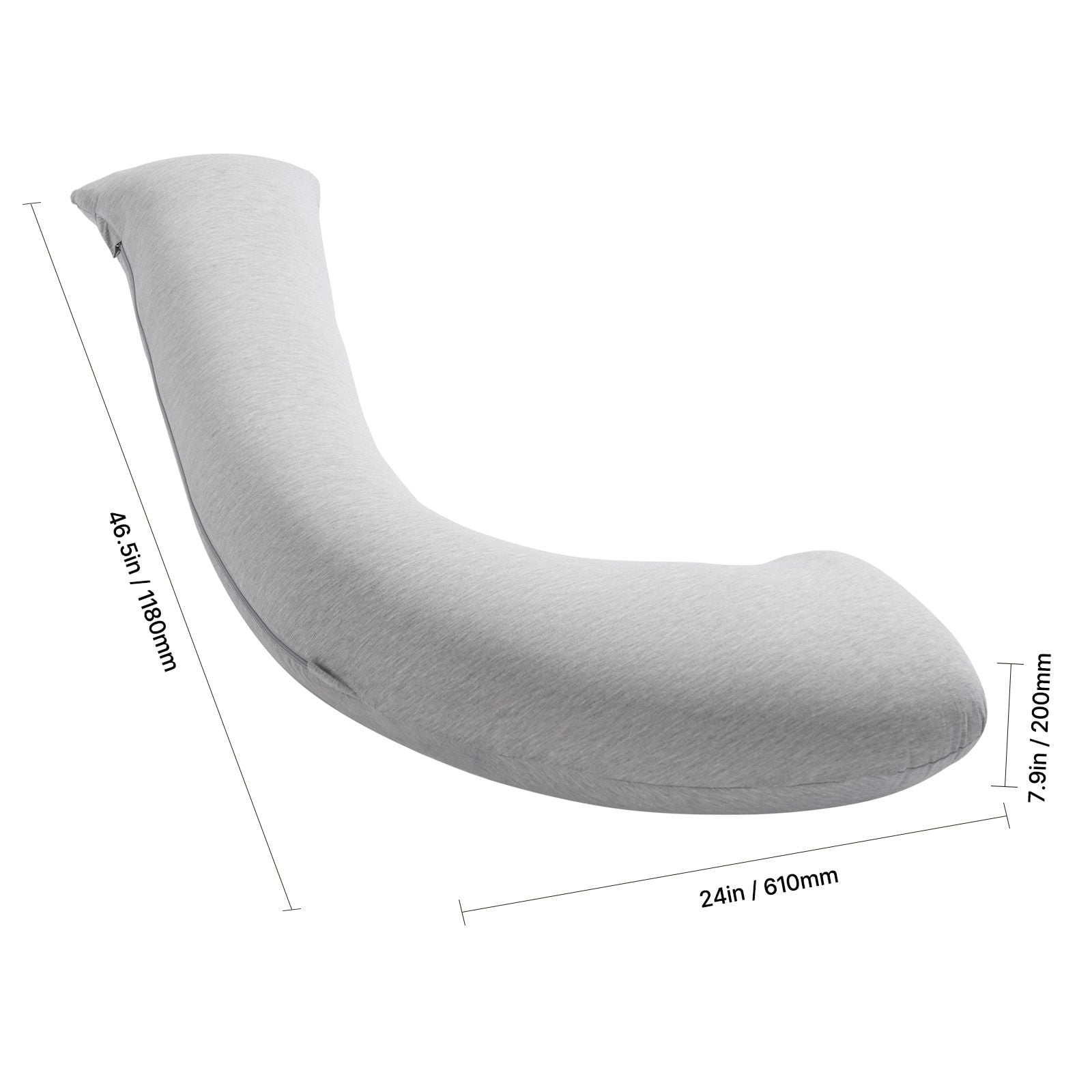 Pregnancy Pillows for Side Sleeping, L-Shaped Maternity Pillow for Pregnant Women, Soft & Breathable Pregnancy Body Pillow with Washable Jersey Cover for Head Neck Belly Leg Support, Light Gray