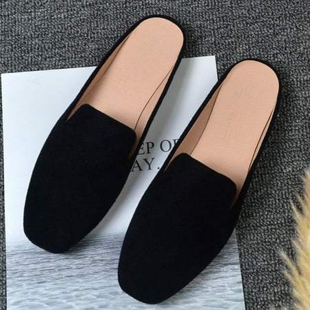 

Women s Spring And Autumn New Casual Comfortable Solid Color Flat Half Slippers