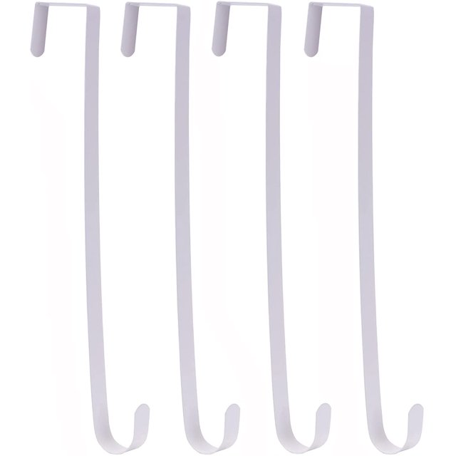 Laklulu - Percha para corona de 15" para decoración de puerta de entrada, de metal, con un solo gancho para colgar sobre la puerta, color negro (1)