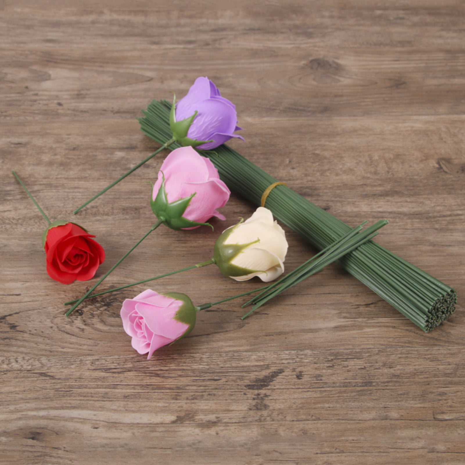 17cm/25/30/40cm Artificial Flower Stems Rose leaves base Iron Wire Stem  DIY