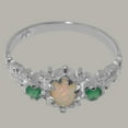 thumbnail image 6 of LBG British Made Solid 14k White Gold ring with Natural Opal & Emerald Womens Engagement Ring - 33 size options - Size 9.75, 6 of 9