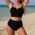 thumbnail image 2 of Afdoent Women's Tankini Swimsuits Solid Color Two Piece Swimwear High Waisted Tankini With Bottoms For Swimming Beach Trendy Beach Swimwear, 2 of 6