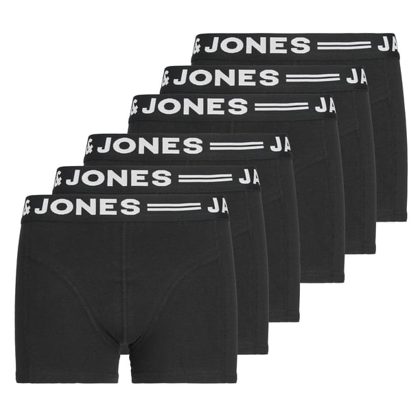 JACK&JONES Calzoncillos bóxer de niño, lote de 6 - SENSE TRUNKS, algodón elástico, logo en la cintura Negro 140