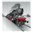 thumbnail image 3 of Ambesonne Steam Engine Shower Curtain, Railway Train Art, 69"Wx75"L, Red Grey, 3 of 5