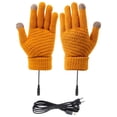 thumbnail image 3 of PULLIMORE Men Women Winter USB Heated Gloves Thermal Hand Warmer Knitted Touchscreen Gloves Electric Heating Gloves Mitten (Yellow), 3 of 11